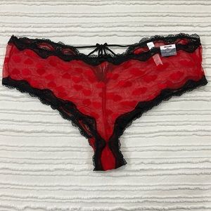 Sheer Red Hearts Cheeky Panties